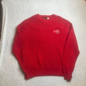 Vintage Ohio state men's red knit sweater dehen knitting co USA made heavy xl